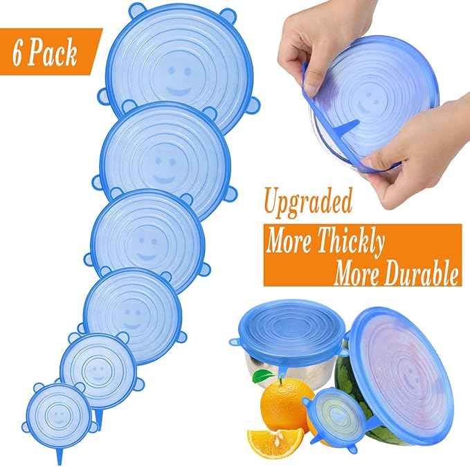 Silicone Stretch Lids With Bowl (Pack of 6)
